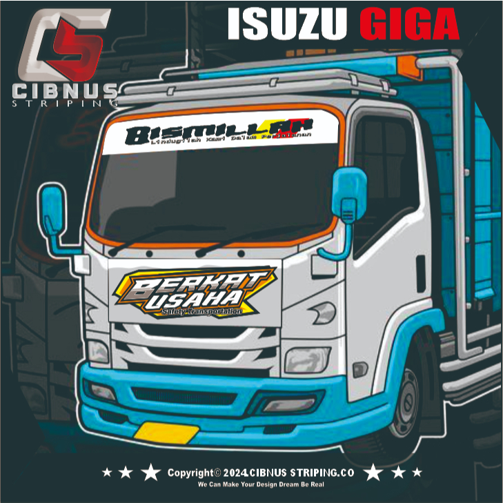 Decal Stiker Kabin Truk Giga.Bisa Reques.