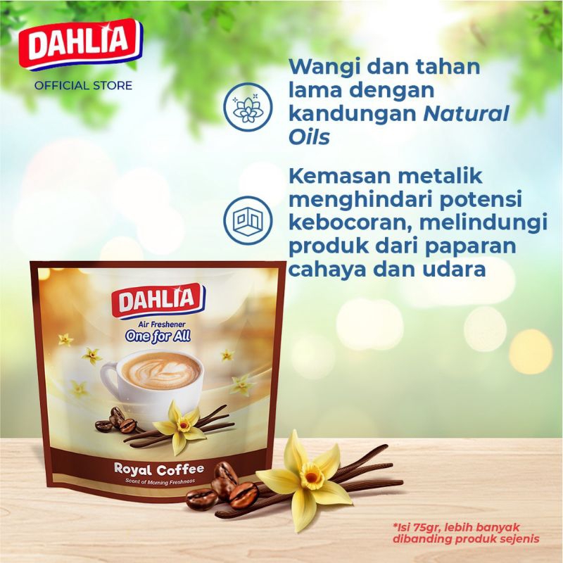 dahlia air freshner one for all pengharum ruangan 75 gr royal coffee-pewangi ruangan-kopi-aromaterap