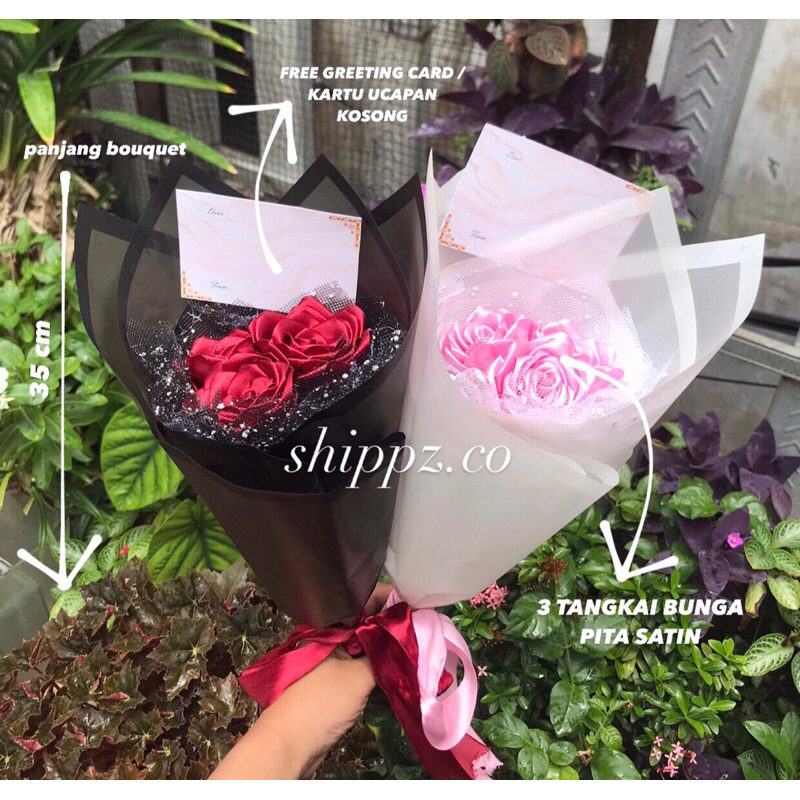 BOUQUET BUKET BUNGA PALSU PITA SATIN KADO ULANG TAHUN WISUDA CEWEK COWOK INSTAN MALANG