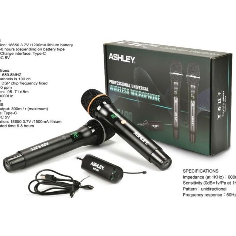 Mic Wireless Ashley WR-400 Original