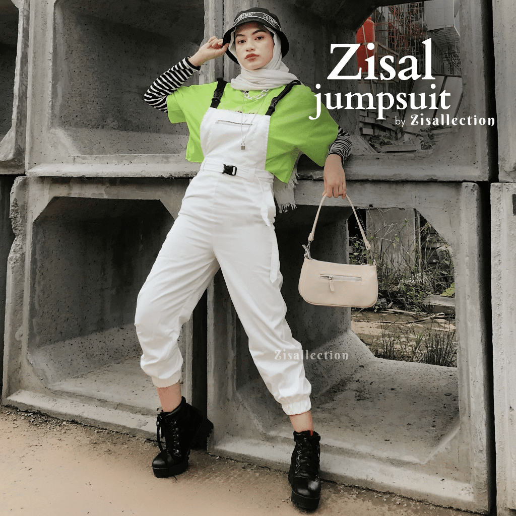 Jumpsuit Wanita Model Overall Potongan Longgar Bahan Adem