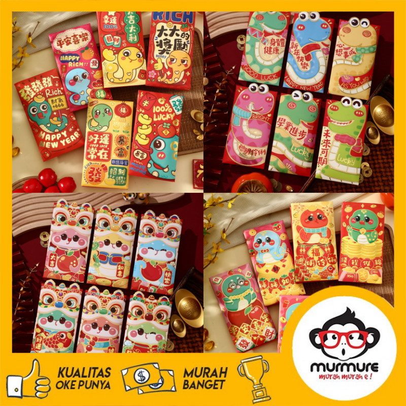 

MURMURE | [6 LEMBAR] ANGPAO PANJANG POND IMLEK CNY MERAH EMAS GOLD LUCU 2025