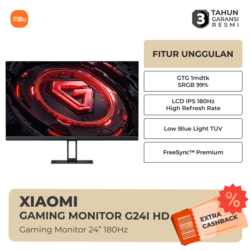 Xiaomi Gaming Monitor 24 Inch G24i LCD IPS 180 Hz GTG 1 mdtk 1080P Garansi Resmi