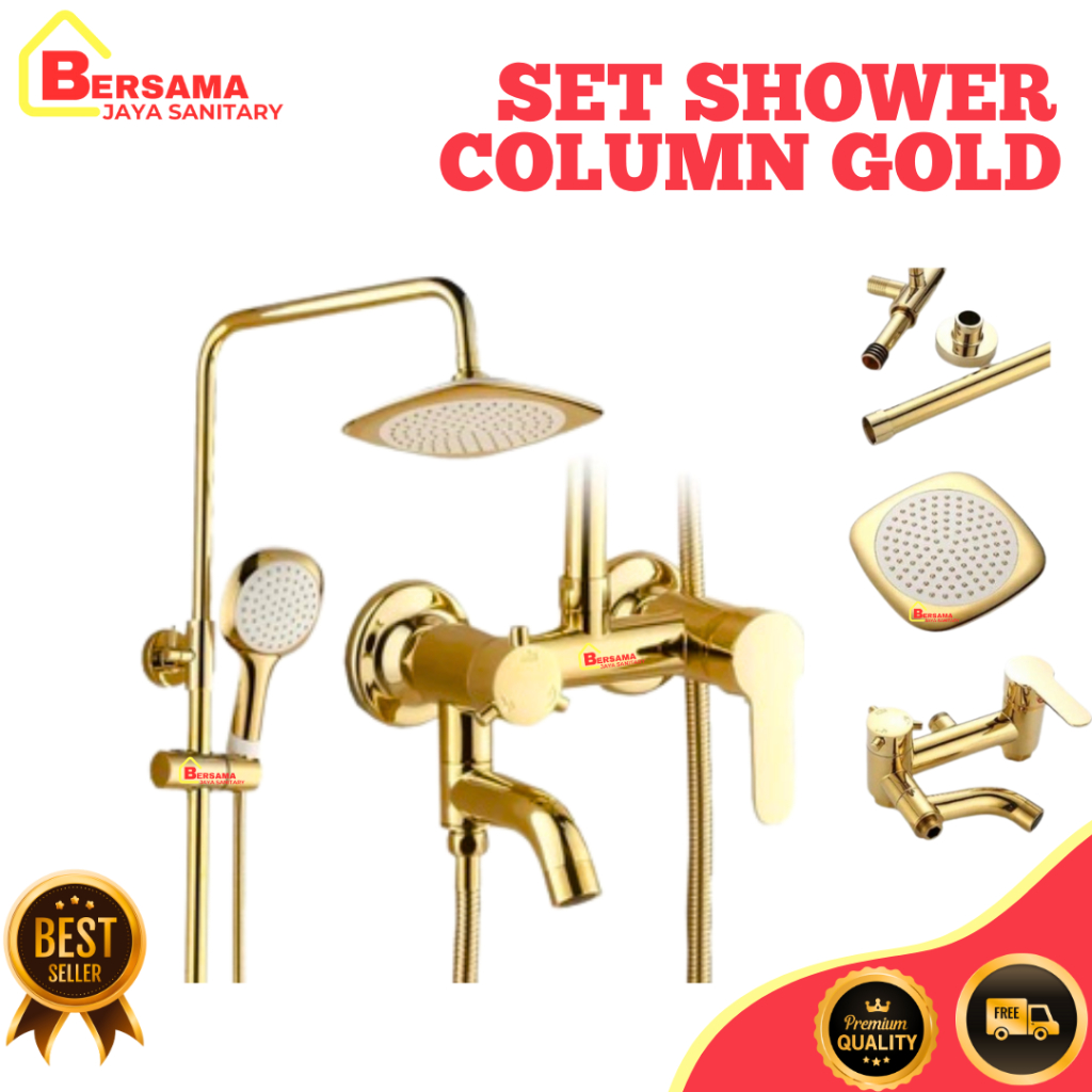 Shower mandi shower panas dingin shower tiang set murah Shower mandi panas dingin gold