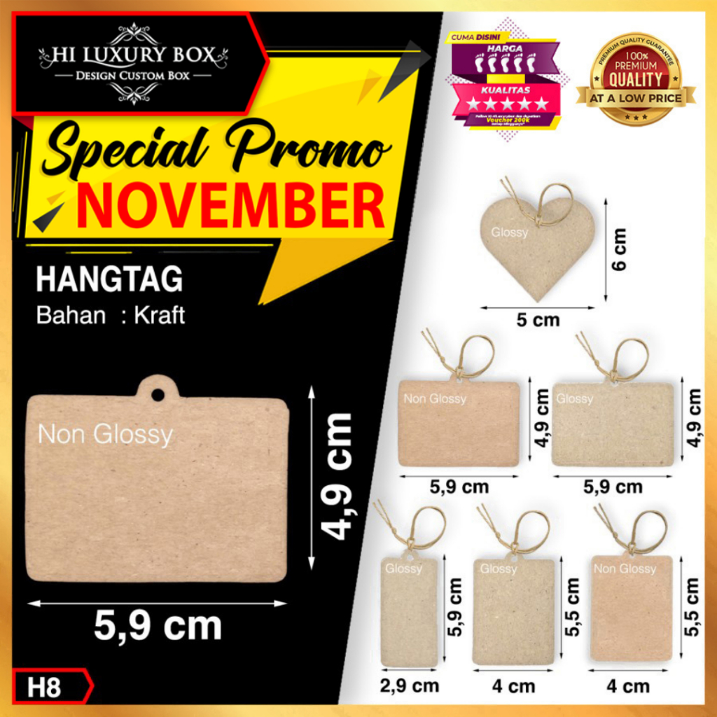 

Hang Tag | Label Baju | Hangtag Baju | Hangtag Polos | Kraft | Murah | H8