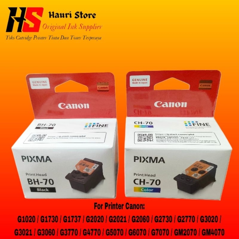 Paketan Printhead Tinta Catridge Canon BH70 Black Dan CH70 Color Original Untuk Printer Canon G1020 