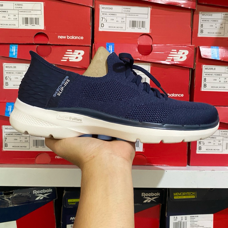 (size 40) SEPATU SLIP INS SKECHERS GO WALK 6 - LOVELY DAY NAVY
