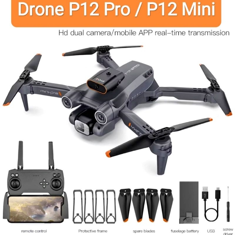 Drone P12 Pro / P12 Mini Dual Camera 4K Wifi FPV ESC