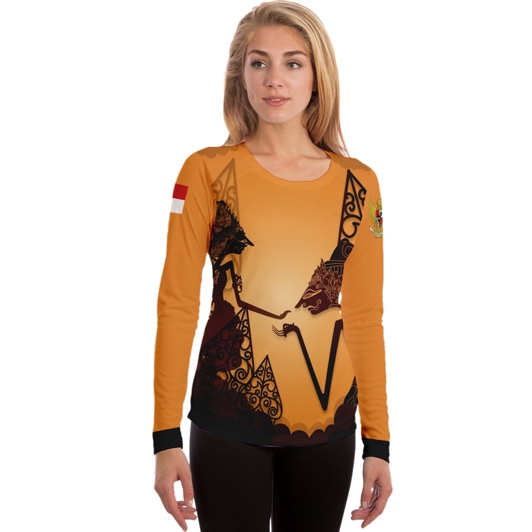 kaos wanita lengan panjang wayang kulit - wayang golek - seni tradisional wayang bahan dryfit
