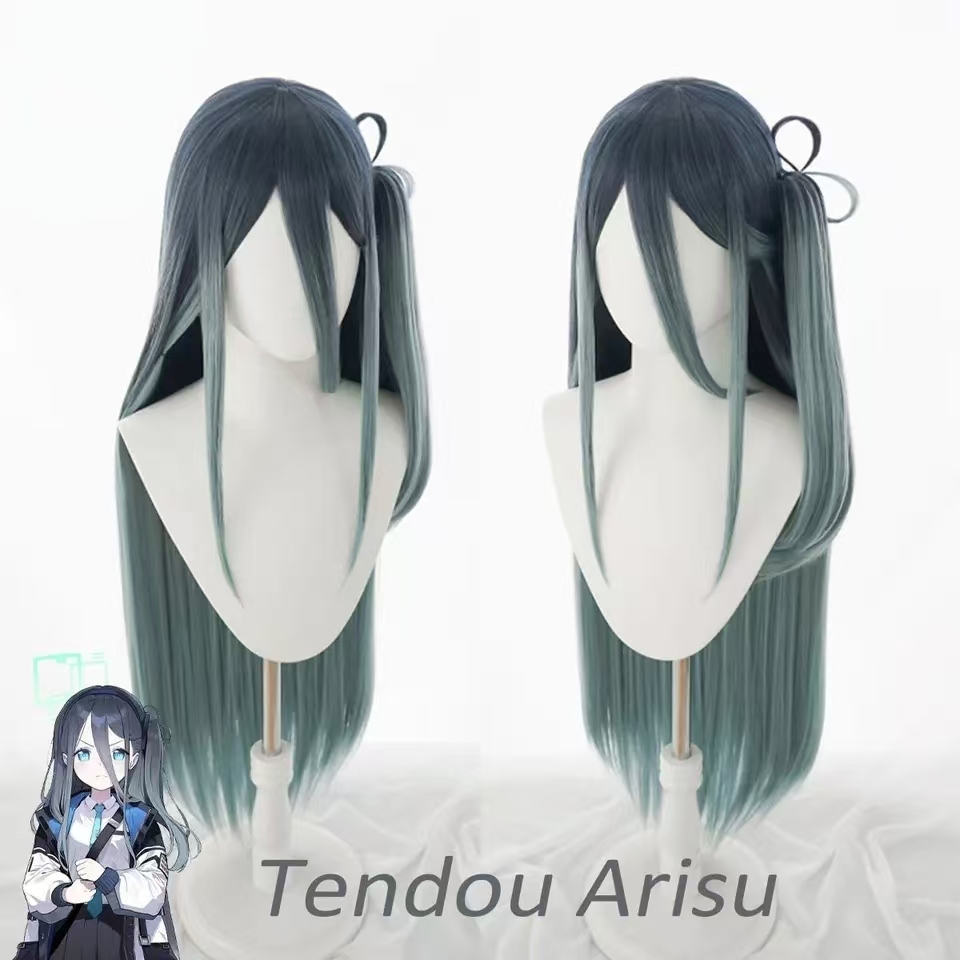 Tendou Arisu Blue 100cm Cosplay Wig Blue Archive Straight Heat Resistant Synthetic Hair Tendou Arisu