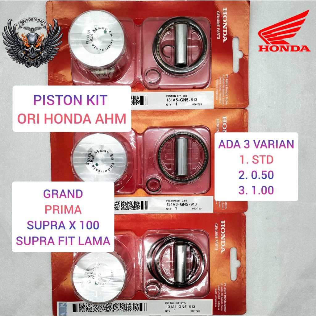 ( ORI 100%) piston ring seher kit honda ahm  (size ring piston standar 50 100) grand prima Supra x10