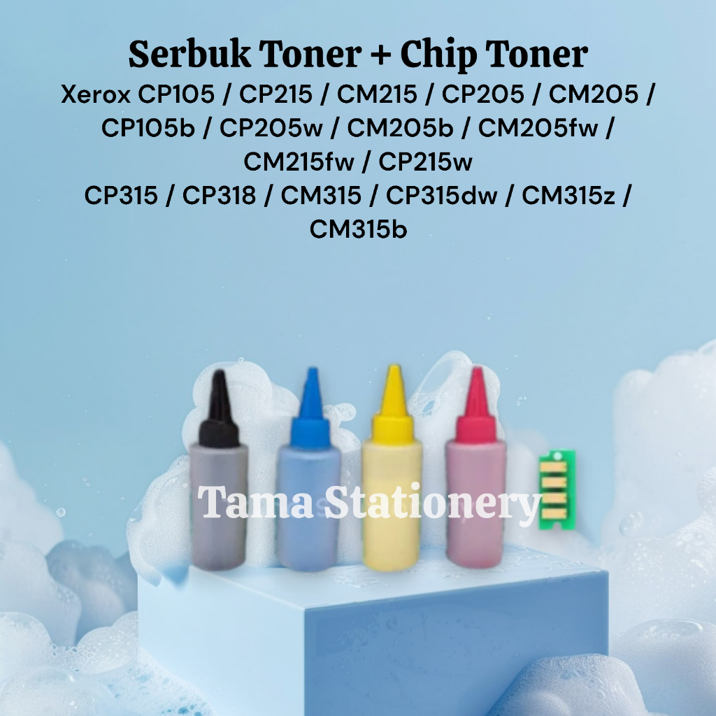 Serbuk Toner Xer CP105 CP205 CP215 CM205 CM215 CP105b CM205b CM215fw CP-105 205 215 COLOR + Chip