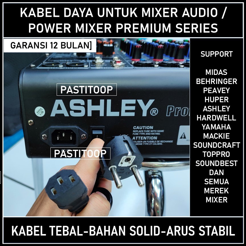 Kabel power Audio Mixer Behringer Huper Soundcraft Peavey 3 Lubang