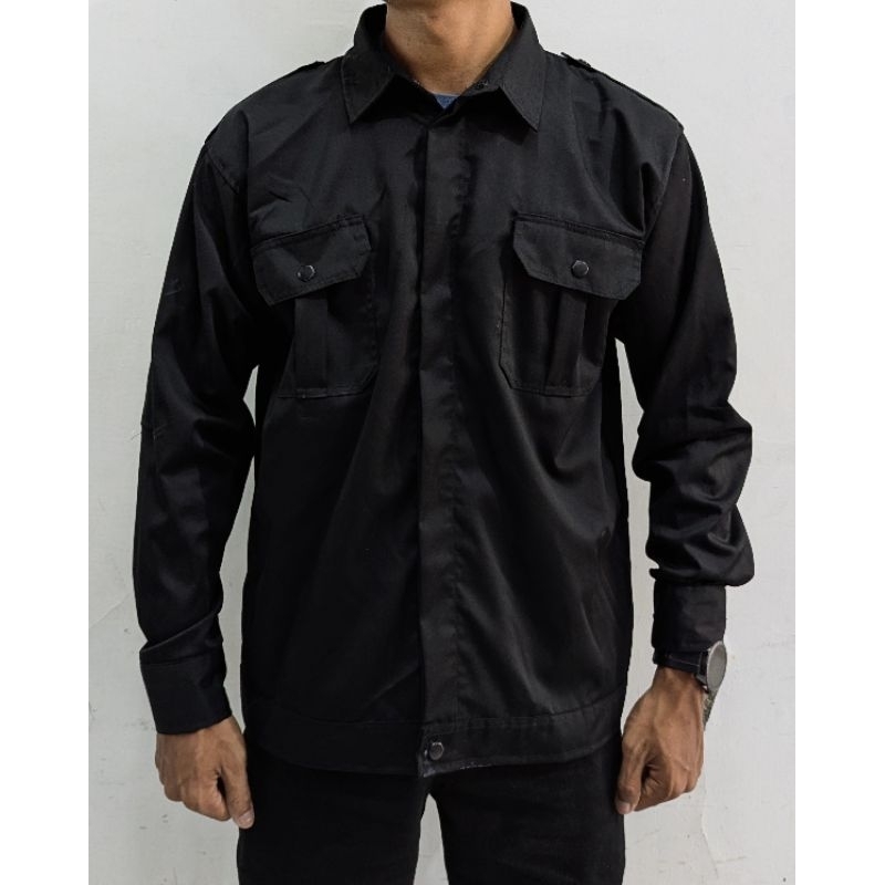 Kemeja Pdh Hitam Pria Panjang Polos