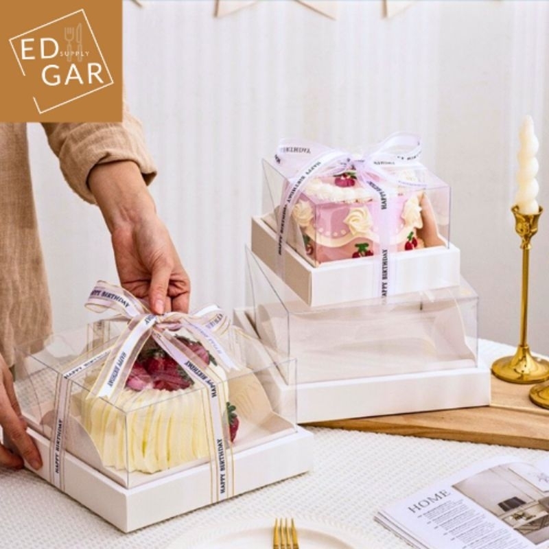 

IMPOR Korean box mika dus mika cake tart kue transparan / box dus kotak mika hampers estetik premium mewah