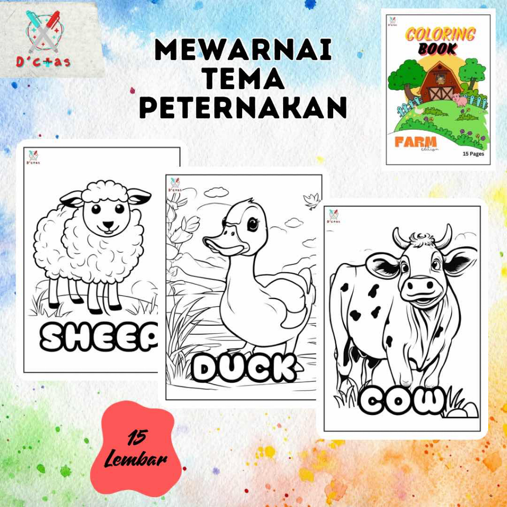 Lembar Mewarnai Anak Tema Peternakan (PDF)