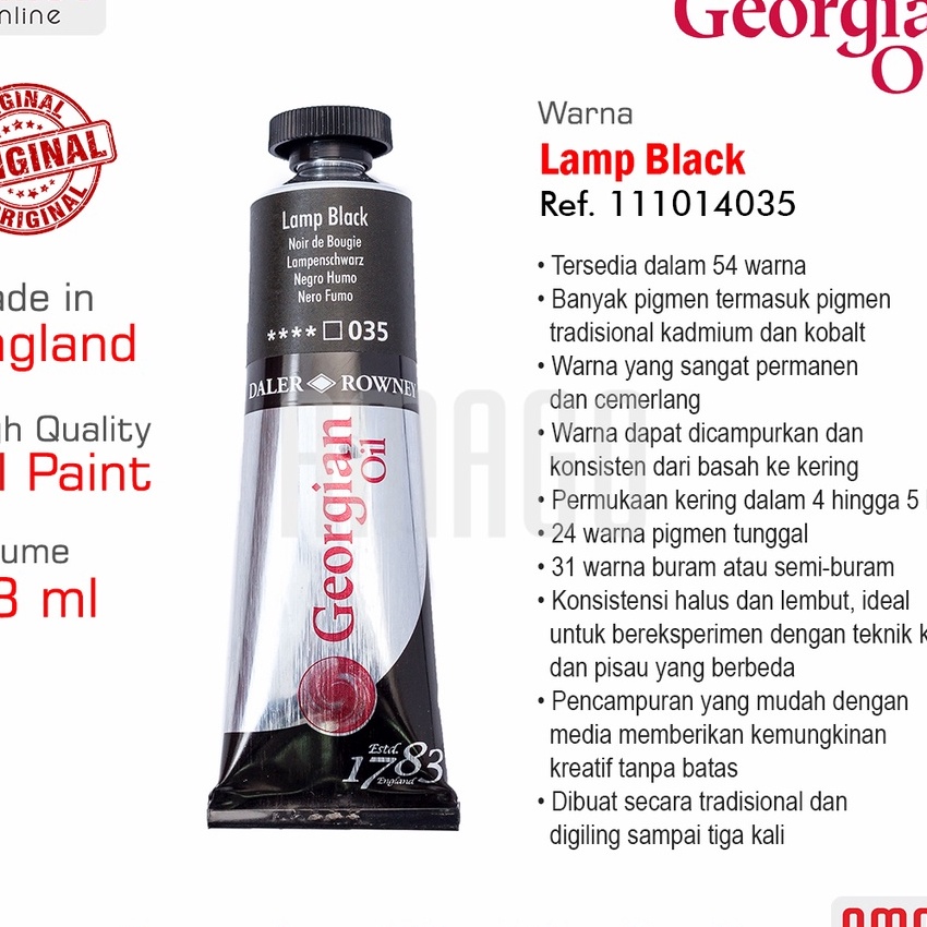 

Wow Cat Minyak Lukis DALERROWNEY Georgian Oil 38 ml Lamp Black 1111435