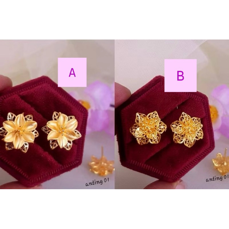 Anting bunga Kendari replika emas 24K