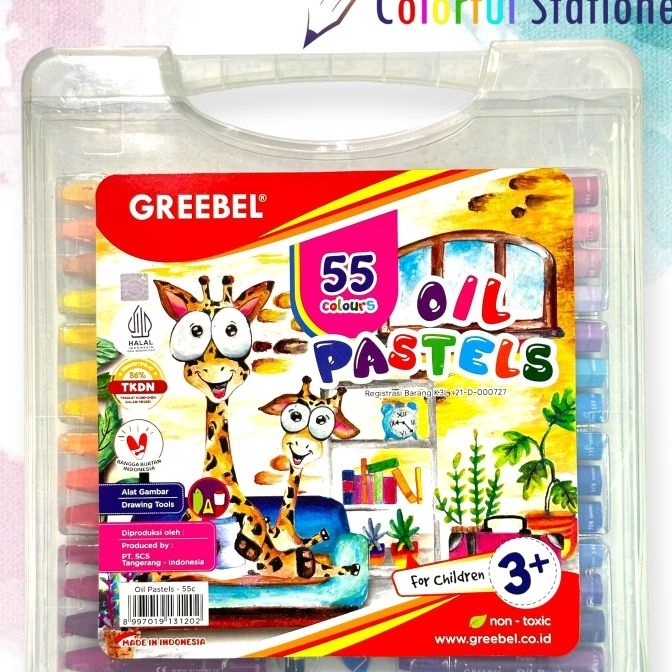 

HJ6 Crayon Kerayon GREEBEL Oil Pastel 55 Warna