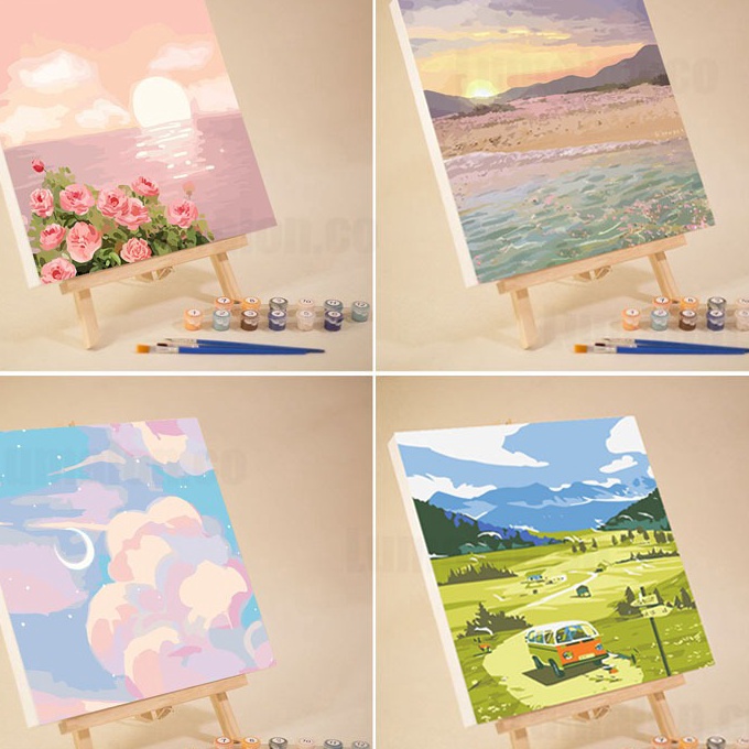 

KI3 Paint by number 2 x 2cm Paint By Number Kit Dital Oil Painting DIY Painting kit Lukisan Scenery Series