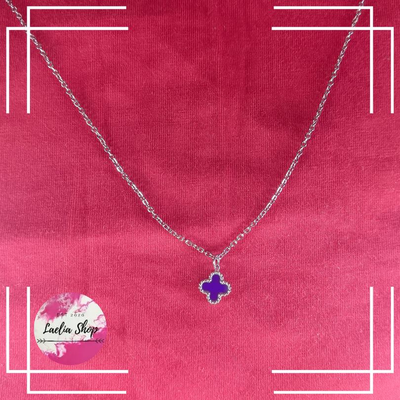 [Laelia Jewelry] Kalung Liontin Van Cleef Clover Semanggi Biru Titanium Import Asli Anti Karat Tidak
