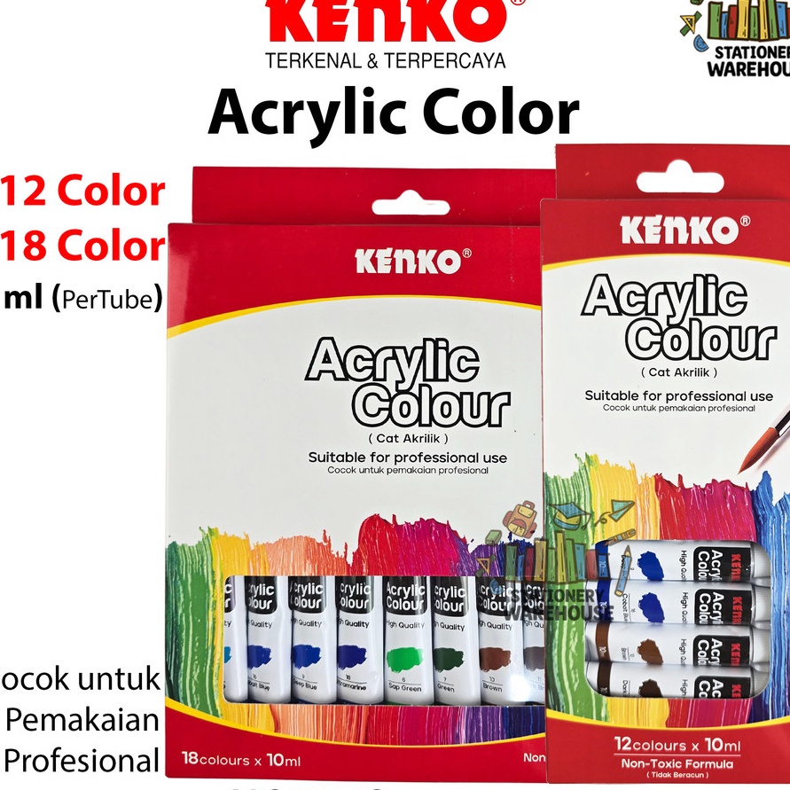 

FG2 Cat Akrilik Acrylic Color KENKO ARC112 12 Warna dan ARC118 18 WARNA 1 ML