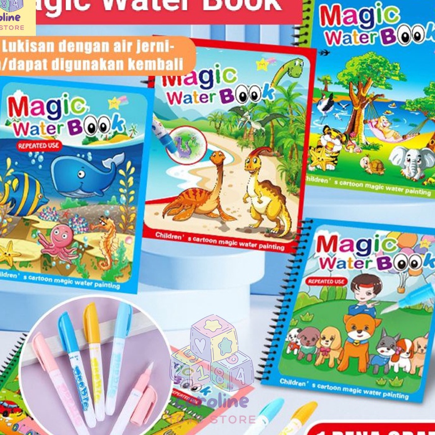 

KI3 Magic Water Drawing Buku Gambar Mewarnai Edukasi Painting Book