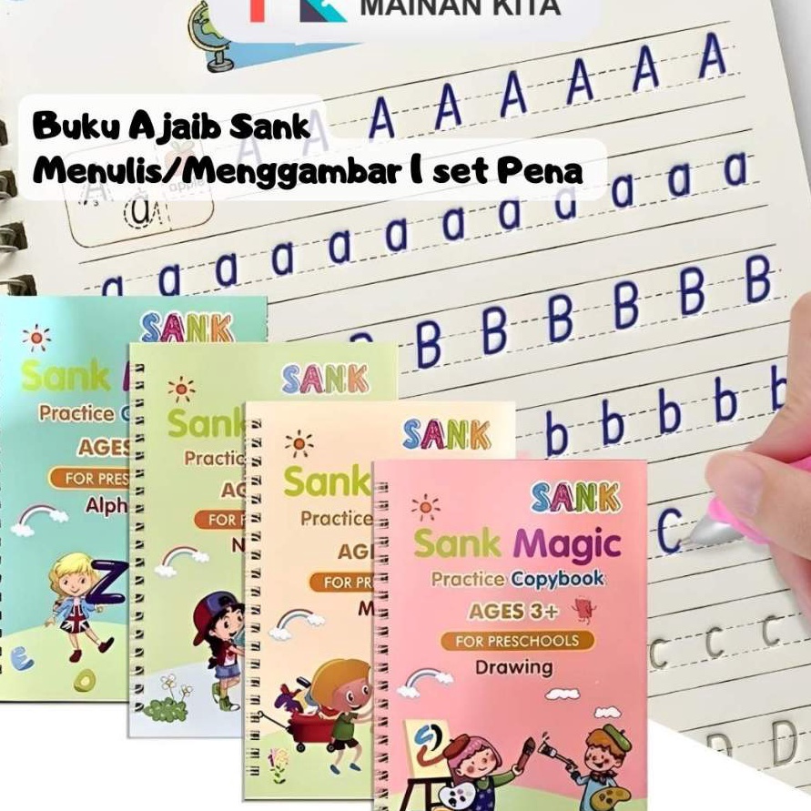

berkualitas MK635 Buku Sank Magic Practice Book 1 Set 4 Buku dan 1 Set Pulpen