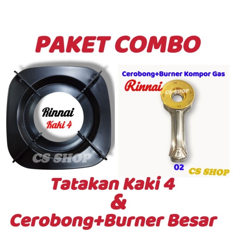 PAKET COMBO HEMAT TATAKAN KAKI 4 KOMPOR GAS RINNAI DAN CEROBONG 1SET RINNAI BESAR/TATAKAN KAKI 4+CER