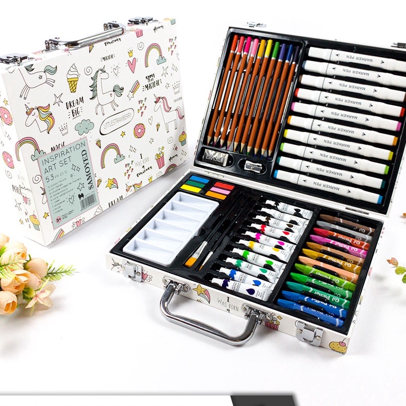 

HJ6 Peralatan Gambar Warna Lukis Krayon Spidol Pensil Warna Cat Air Padat Cake Blocks Solid Kotak Koper Aesthetic Inspiration Art Set Samoyed INSSU53
