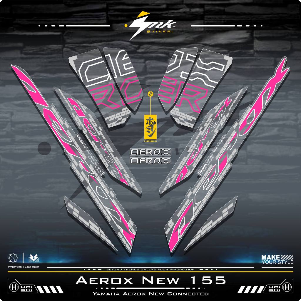 Striping UV Transparan Aerox New 155 Connected Cyber City Stiker Transparan Stiker Aerox New Motif 1