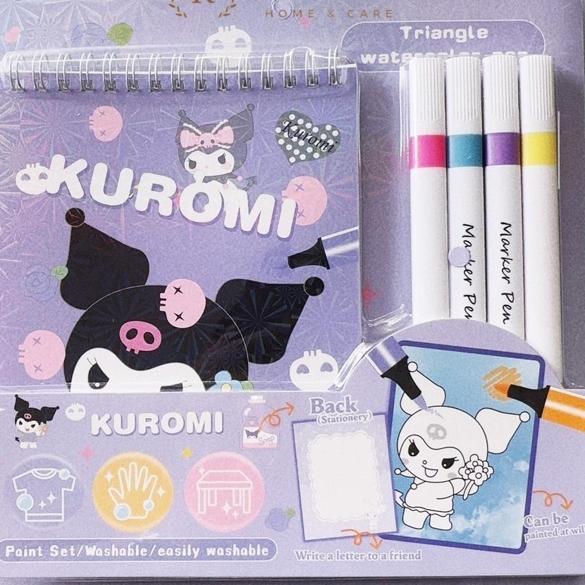 

Limit paint set Buku gambar karakter anak Buku binder mewarnai free coloring book pen maker premium paint set kuromi easily washable kado souvenir ien