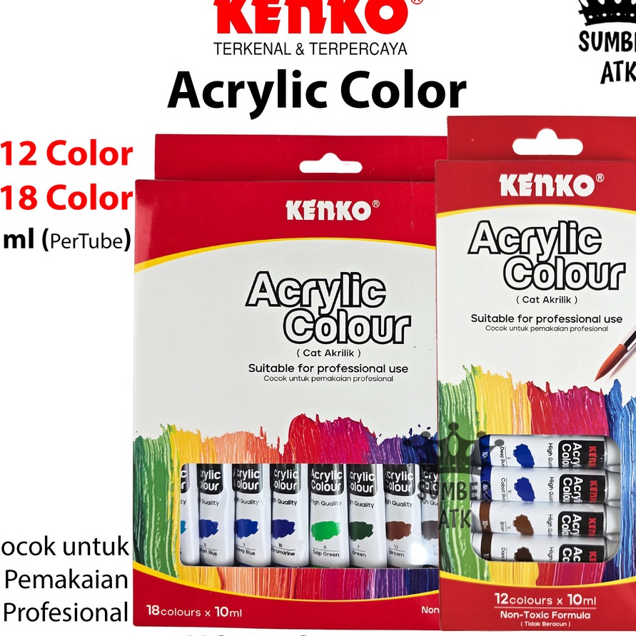 

KI3 Cat Akrilik Acrylic Color KENKO ARC112 12 Warna dan ARC118 18 WARNA 1 ML