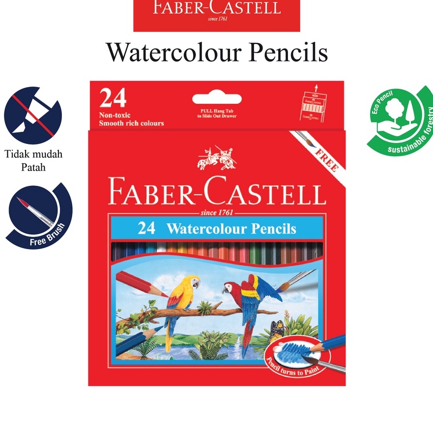 

Langka Pensil Warna Faber Castell 24 Warna Water Colour Pencil Ukuran Panjang Bonus Kuas