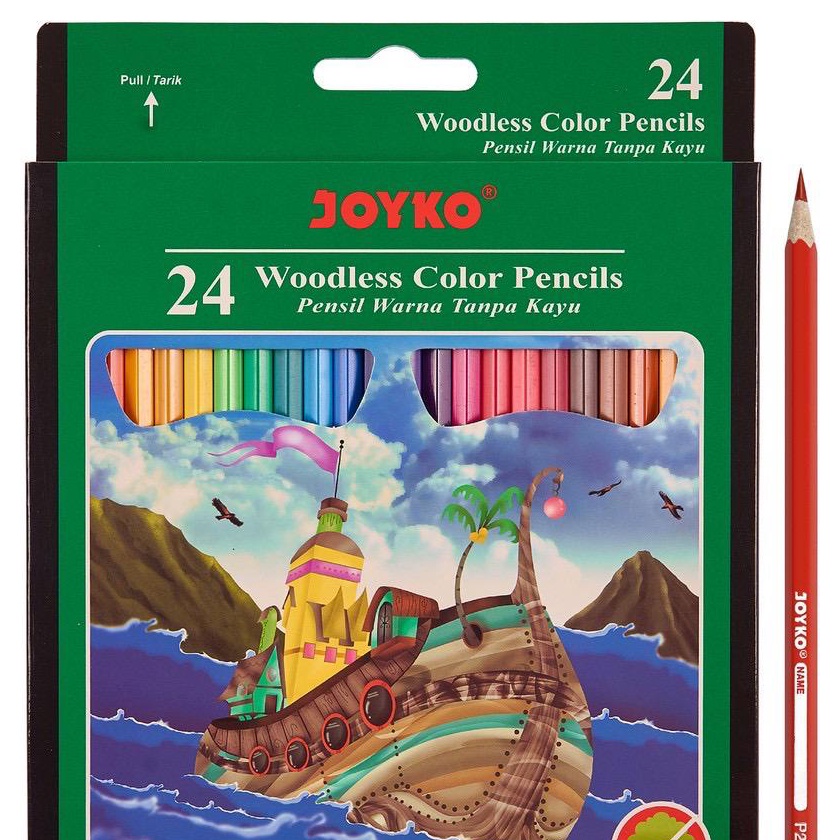 

Limit ISI 24 WARNA Joyko Pensil Warna Woodless Color Pencils Hexagonal Grip CP14