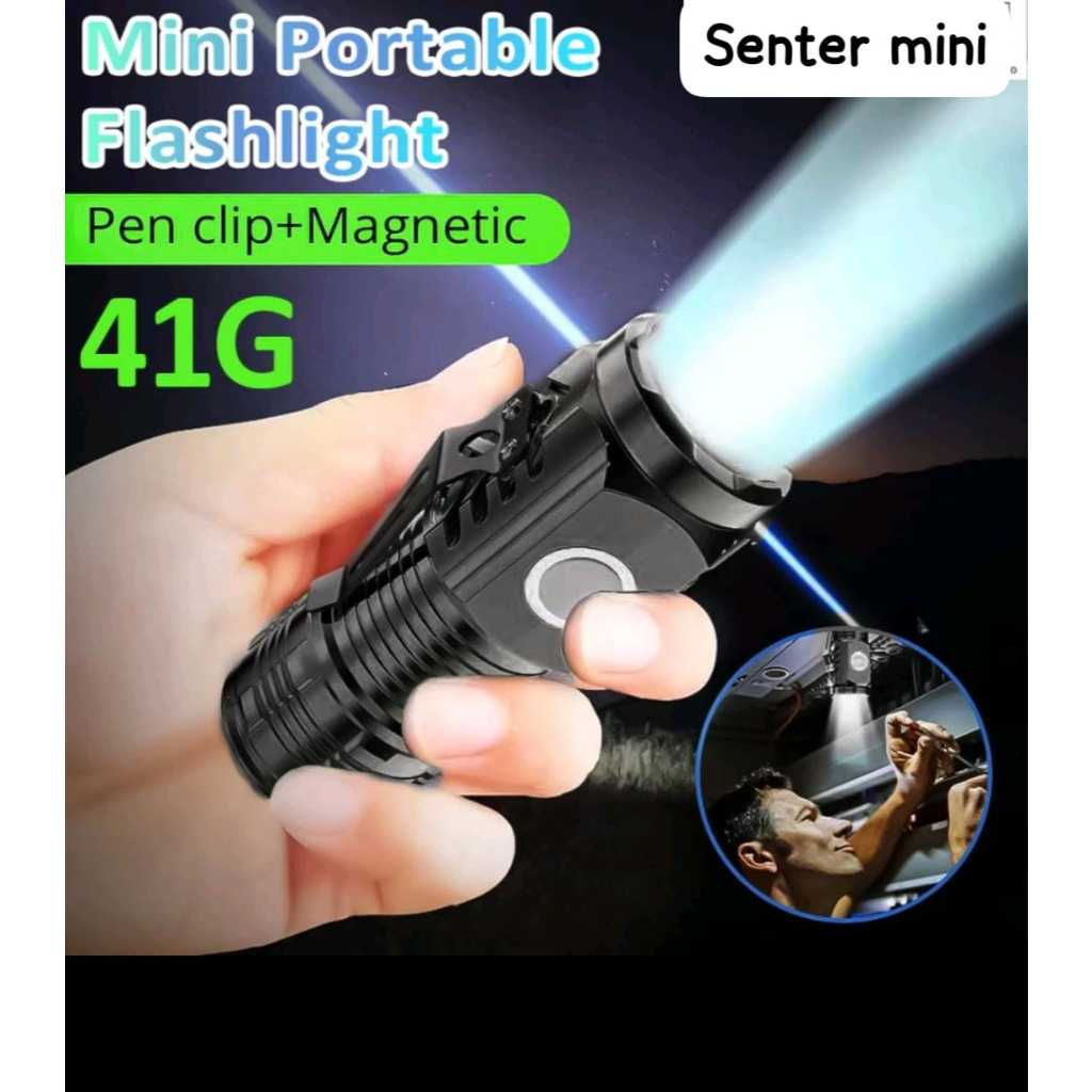 Senter Mini LED 3 Mata / Senter Mini Anti Air Super Terang / Senter Mini Rechargeable COD