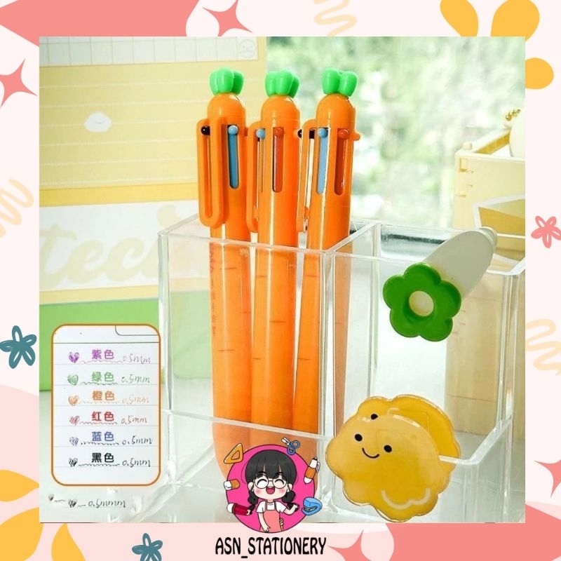 

PULPEN 6 WARNA BENTUK WORTEL CARROT LUCU DAN UNIK / PULPEN MEKANIK WORTEL 6 WARNA