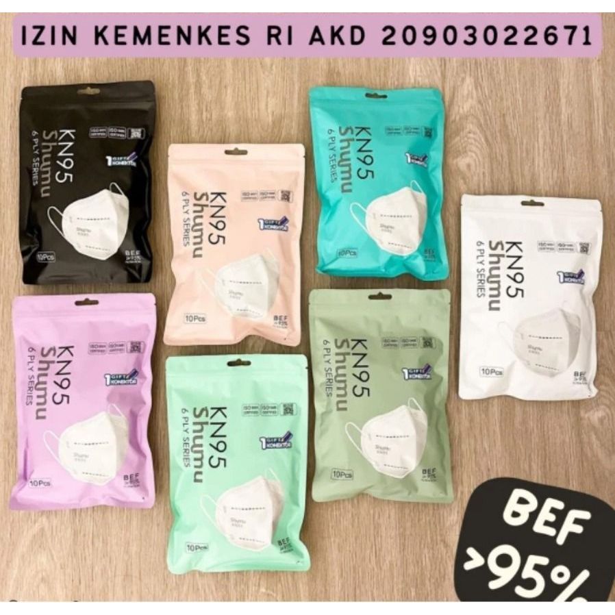 MASKER KN95 SHUMU WARNA WARNI PACK ISI 10PC FREE KONEKTOR HIJAB PREMIUM MASK ORIGINAL