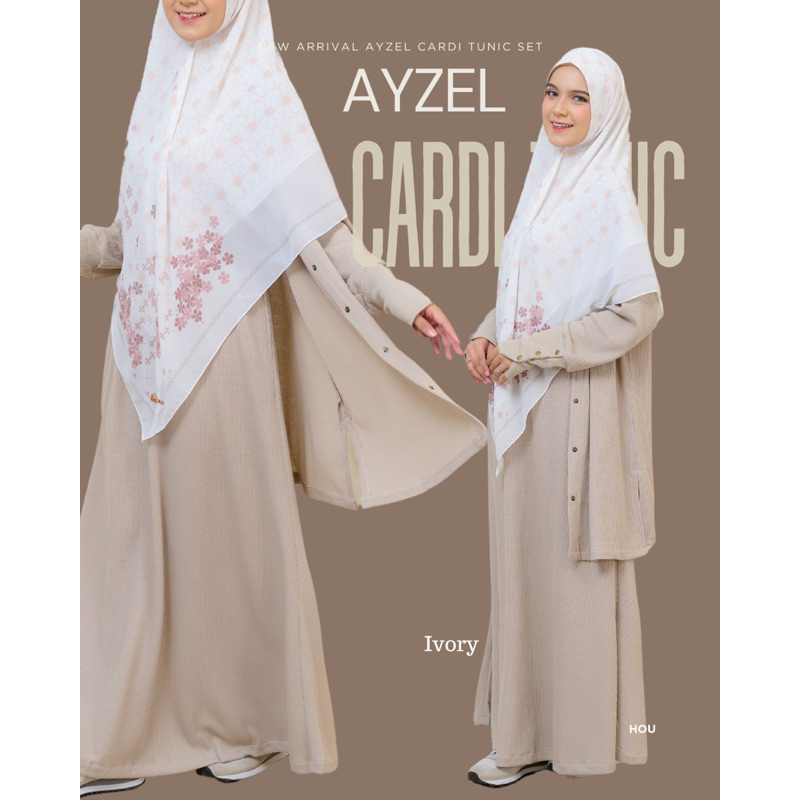 Ayzel cardigan muslimah long cardigan one set rok bahan knit by houseofuga HOU
