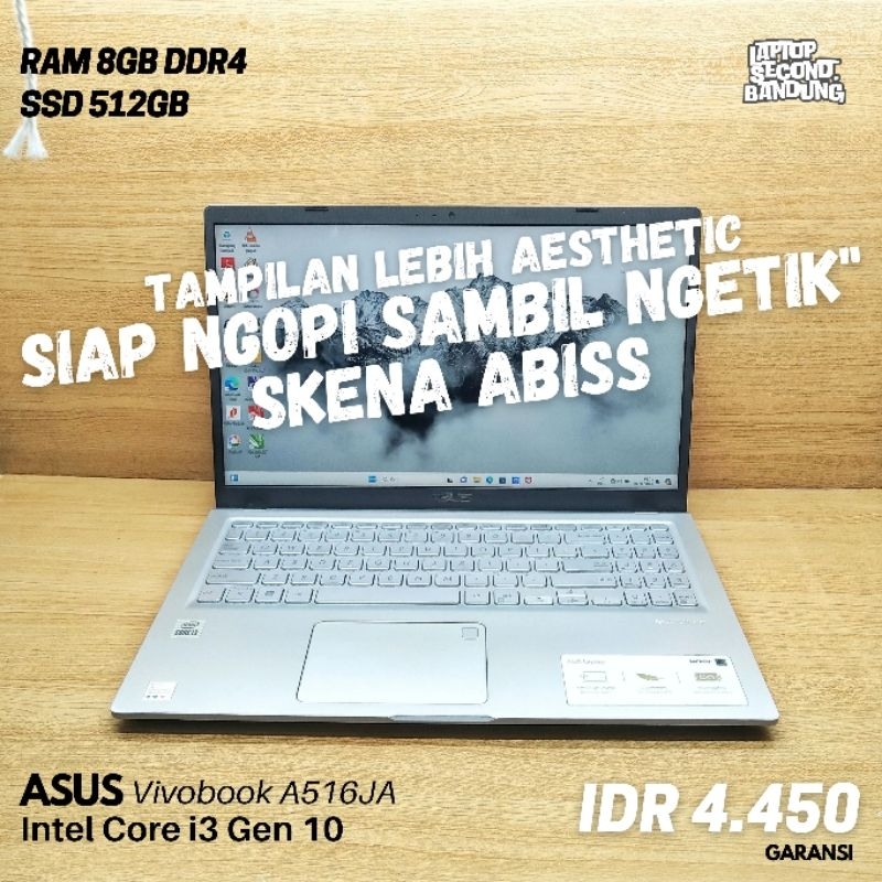 ASUS VIVOBOOK A516JA INTEL CORE I3 GEN 10 RAM 8GB DDR4 SSD 512GB