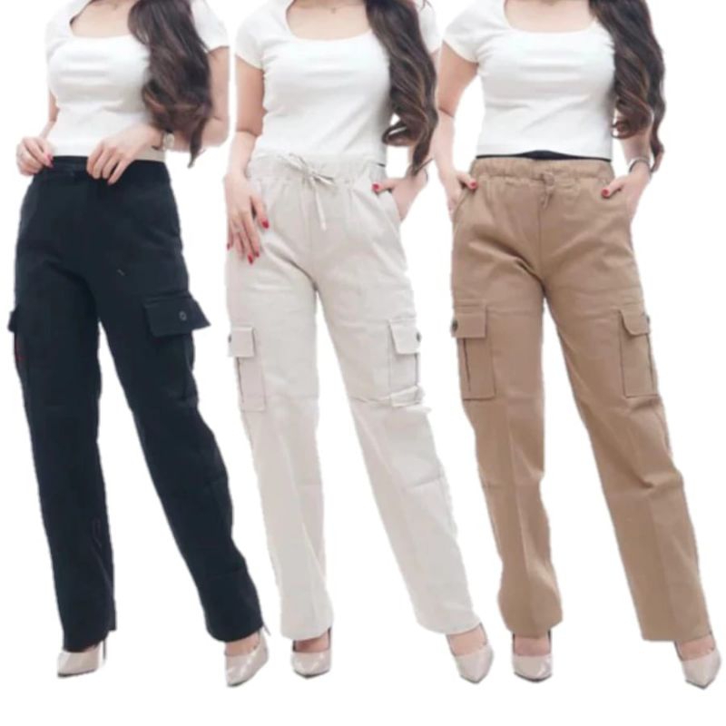 Celana Kulot Cargo wanita premium American drill
