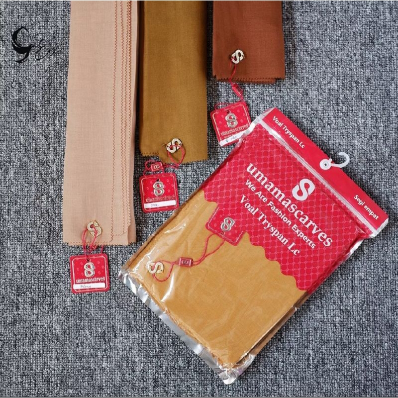 Paket usaha 3pcs 100rb Umama Scarves-Terbaru Hijab Segiempat Voal Tryspan LaserCut Logo Swarovsky