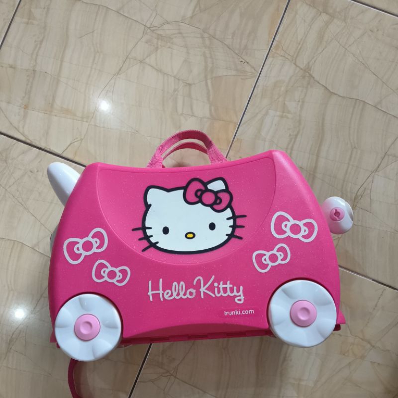 preloved koper trunki anak hello kitty pink