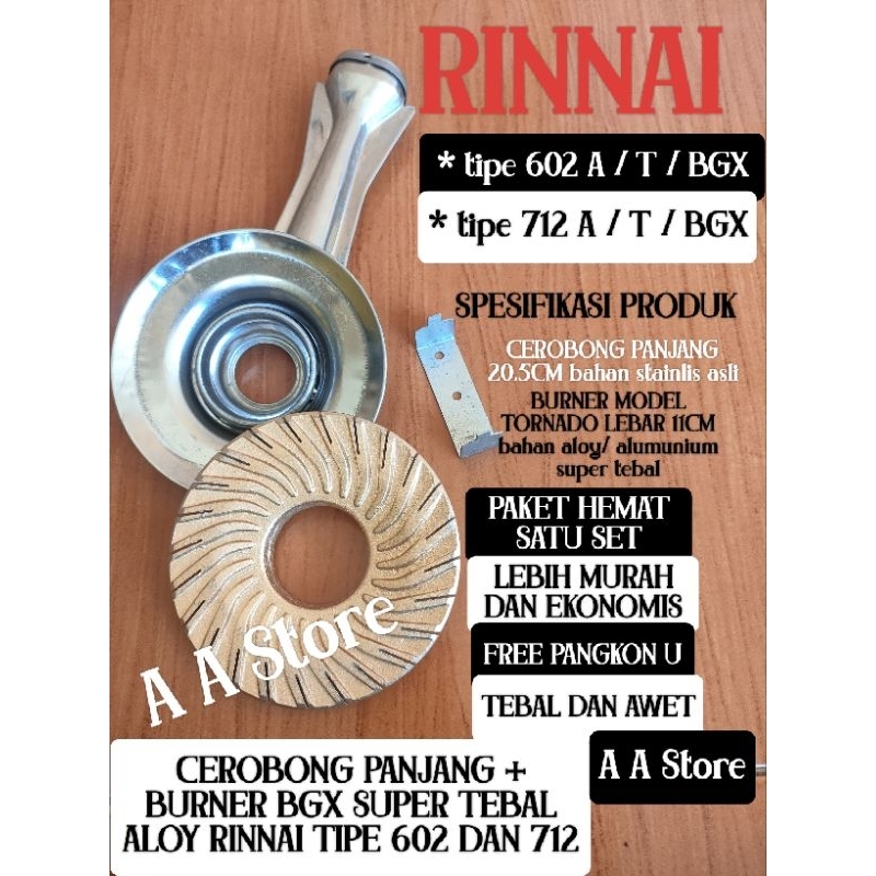 1 SET CORONG RINNAI 712 / CEROBONG + BURNER BGX / KOMPOR GAS RINNAI 1 TUNGKU 2 TUNGKU