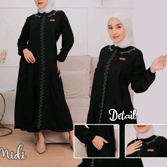 Midi dress terbaru murah bahan crinkle premium