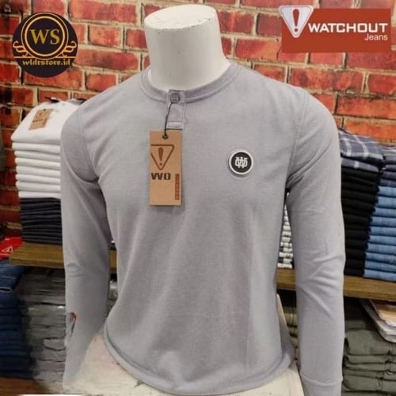 WATCHOUT JEANS ORIGINAL kaos lengan panjang pria JK200250023.GREY