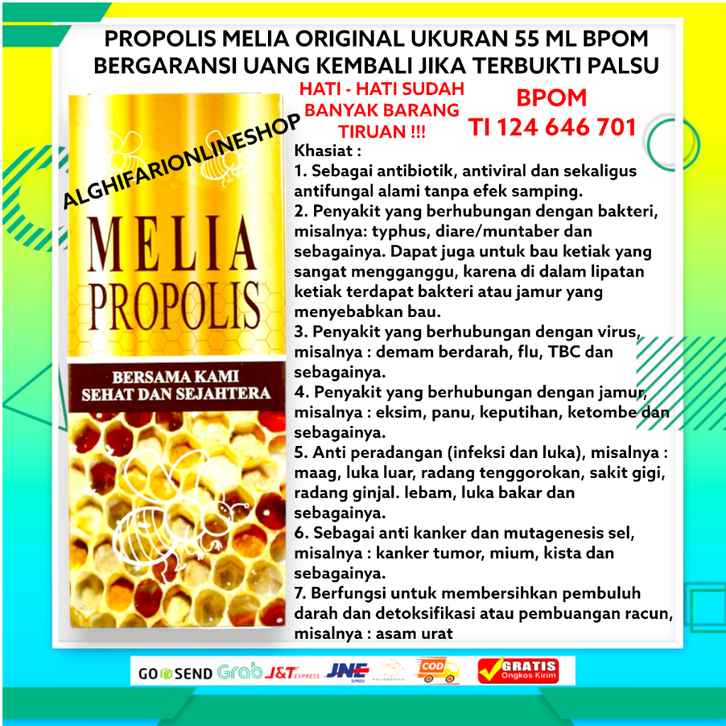 Melia Propolis Original Ukuran 55 Ml Obat Diabetes Kanker Tumor Benjolan Kencing Manis Asam Urat Nye