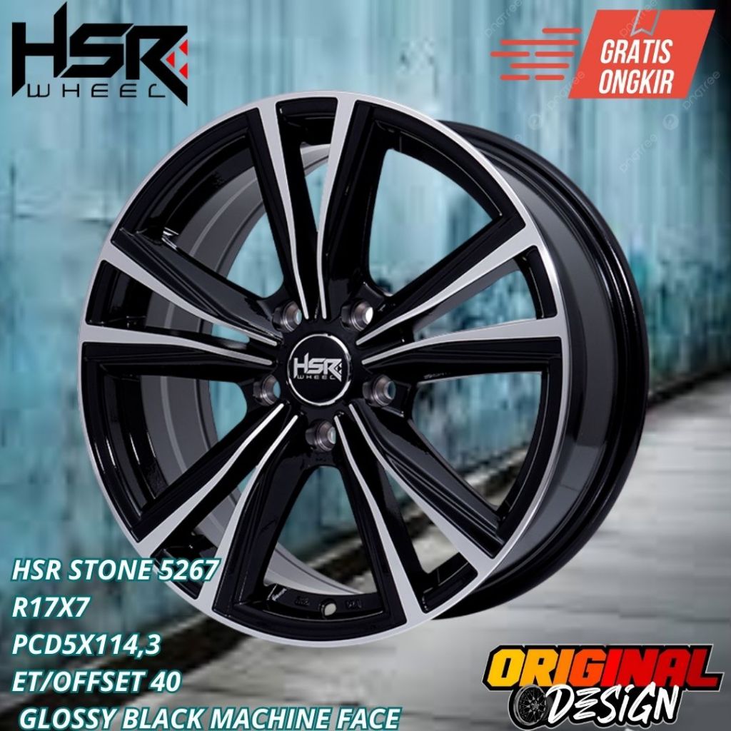 Velg mobil Ring 17 HSR STONE R17 Untuk accord , innova , juke , hrv