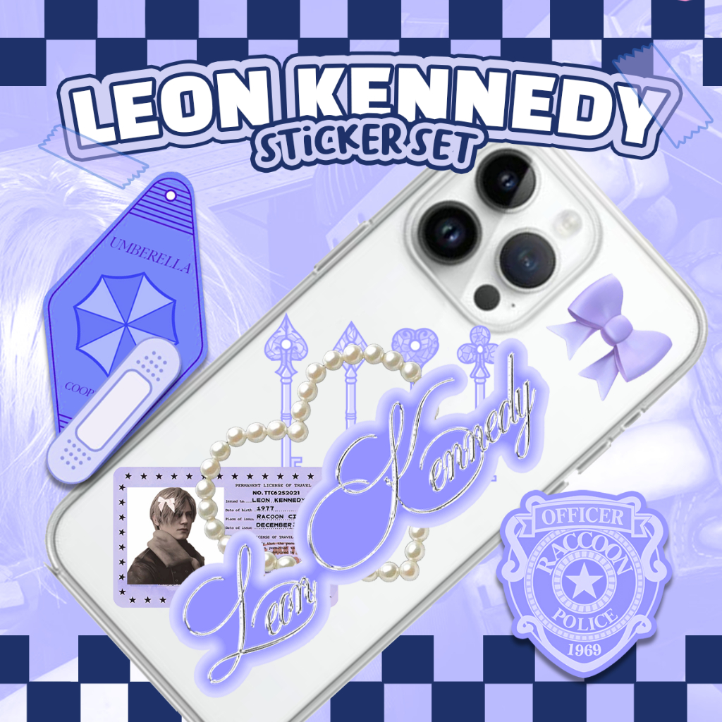 

LEON KENNEDY blue coquette sticker pack for phone case, laptop, ipad, journal