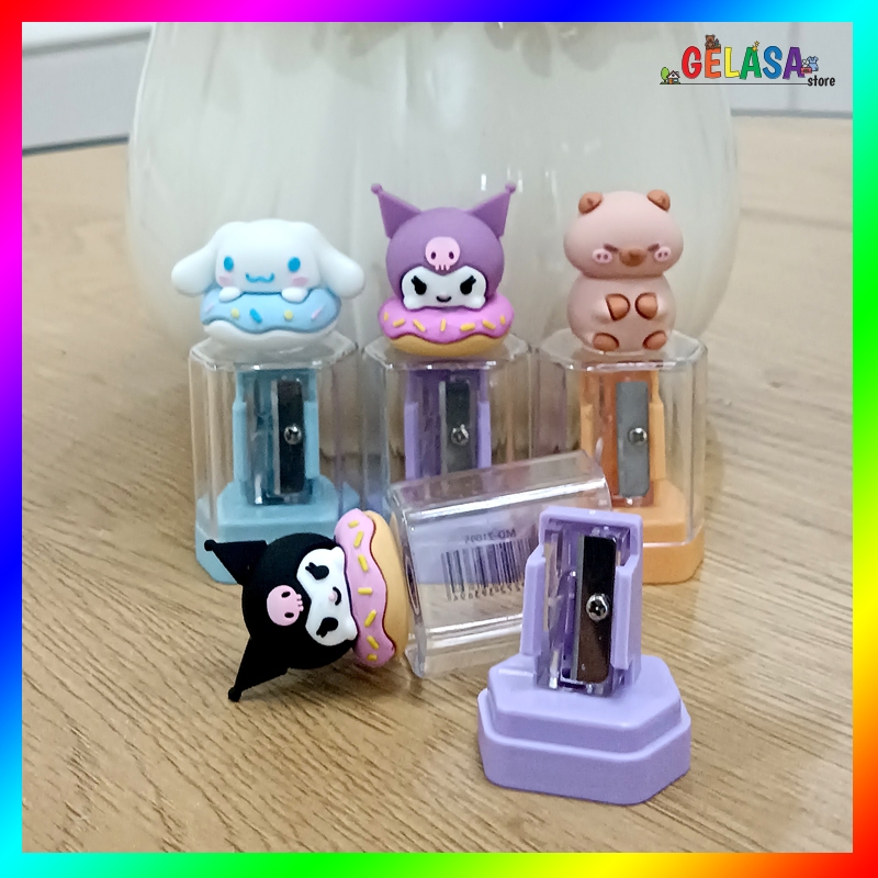 

GELASA Serutan Pensil Hexagon Acrylic motif Cinnamoroll Kuromi Capybara